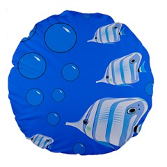 Fish School Bubbles Underwater Sea Large 18  Premium Round Cushions