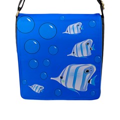 Fish School Bubbles Underwater Sea Flap Closure Messenger Bag (l) by HermanTelo