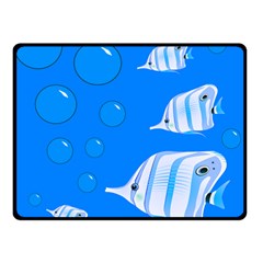 Fish School Bubbles Underwater Sea Double Sided Fleece Blanket (small)  by HermanTelo