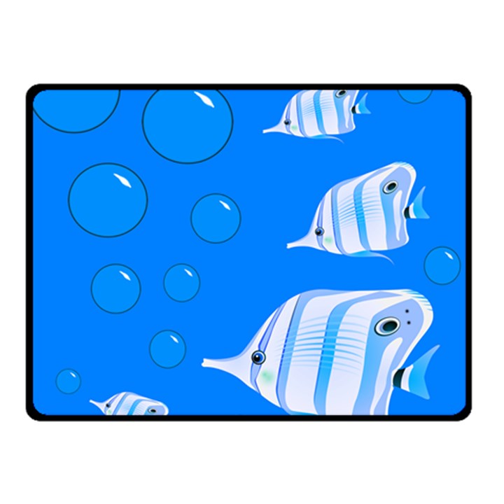 Fish School Bubbles Underwater Sea Double Sided Fleece Blanket (Small) 