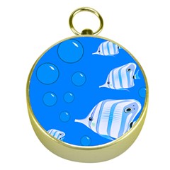 Fish School Bubbles Underwater Sea Gold Compasses by HermanTelo