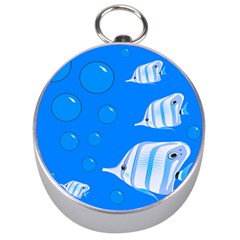 Fish School Bubbles Underwater Sea Silver Compasses by HermanTelo