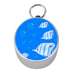 Fish School Bubbles Underwater Sea Mini Silver Compasses