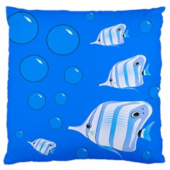 Fish School Bubbles Underwater Sea Large Flano Cushion Case (one Side)