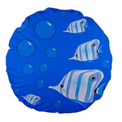 Fish School Bubbles Underwater Sea Large 18  Premium Flano Round Cushions