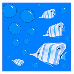 Fish School Bubbles Underwater Sea Large Satin Scarf (square)