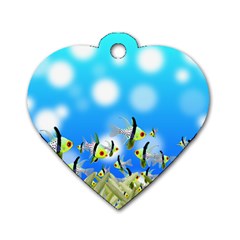 Fish Underwater Sea World Dog Tag Heart (two Sides) by HermanTelo