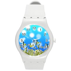 Fish Underwater Sea World Round Plastic Sport Watch (m)