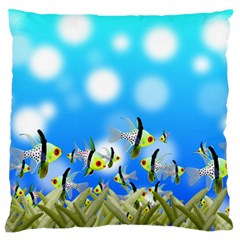 Fish Underwater Sea World Large Flano Cushion Case (one Side)