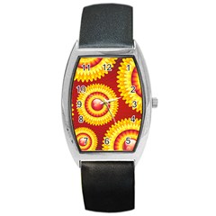 Floral Abstract Background Texture Barrel Style Metal Watch