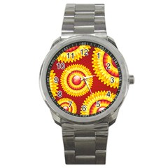 Floral Abstract Background Texture Sport Metal Watch by HermanTelo