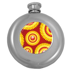 Floral Abstract Background Texture Round Hip Flask (5 Oz)