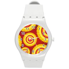 Floral Abstract Background Texture Round Plastic Sport Watch (m)