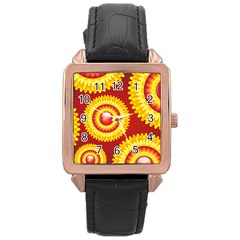 Floral Abstract Background Texture Rose Gold Leather Watch 