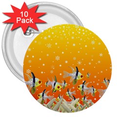 Fish Snow Coral Fairy Tale 3  Buttons (10 Pack)  by HermanTelo