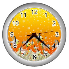 Fish Snow Coral Fairy Tale Wall Clock (silver) by HermanTelo