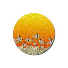 Fish Snow Coral Fairy Tale Rubber Coaster (round)  by HermanTelo