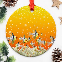 Fish Snow Coral Fairy Tale Round Ornament (two Sides) by HermanTelo