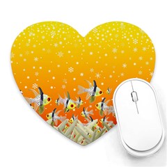 Fish Snow Coral Fairy Tale Heart Mousepads by HermanTelo