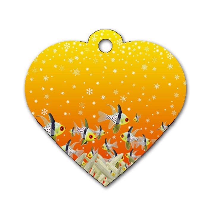 Fish Snow Coral Fairy Tale Dog Tag Heart (Two Sides)