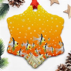 Fish Snow Coral Fairy Tale Snowflake Ornament (two Sides)