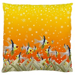 Fish Snow Coral Fairy Tale Large Cushion Case (two Sides) by HermanTelo