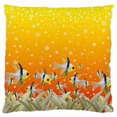 Fish Snow Coral Fairy Tale Large Flano Cushion Case (two Sides) by HermanTelo