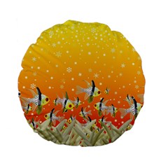 Fish Snow Coral Fairy Tale Standard 15  Premium Flano Round Cushions by HermanTelo