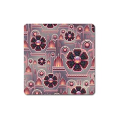 Floral Flower Stylised Square Magnet by HermanTelo