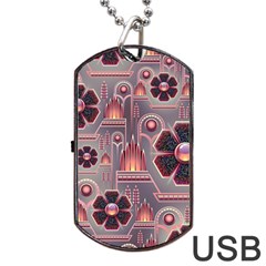 Floral Flower Stylised Dog Tag Usb Flash (one Side)