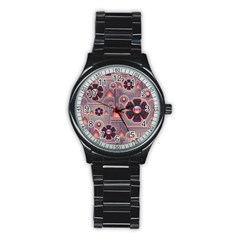 Floral Flower Stylised Stainless Steel Round Watch