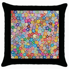 Floral Flowers Abstract Art Throw Pillow Case (black) by HermanTelo