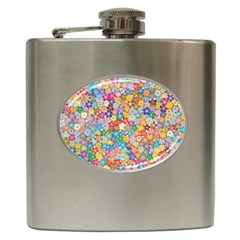 Floral Flowers Abstract Art Hip Flask (6 Oz)