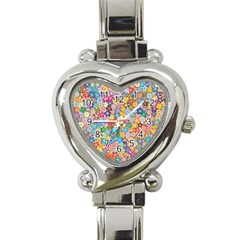 Floral Flowers Abstract Art Heart Italian Charm Watch