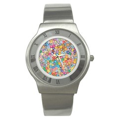 Floral Flowers Abstract Art Stainless Steel Watch