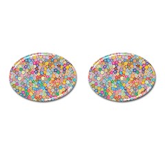 Floral Flowers Abstract Art Cufflinks (oval)