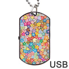 Floral Flowers Abstract Art Dog Tag Usb Flash (one Side) by HermanTelo