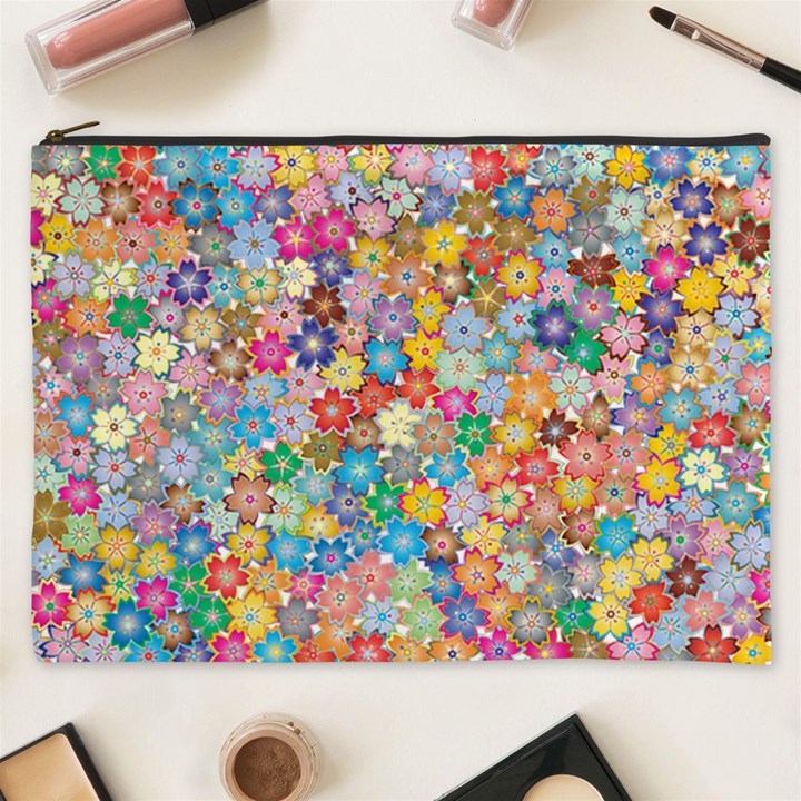 Floral Flowers Abstract Art Cosmetic Bag (XXXL)