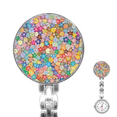 Floral Flowers Abstract Art Stainless Steel Nurses Watch