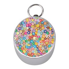 Floral Flowers Abstract Art Mini Silver Compasses