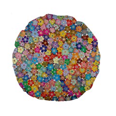 Floral Flowers Abstract Art Standard 15  Premium Flano Round Cushions