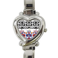 Folk Art Fabric Heart Italian Charm Watch