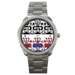 Folk Art Fabric Sport Metal Watch