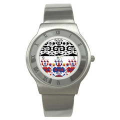 Folk Art Fabric Stainless Steel Watch