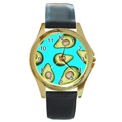 Fruite Avocado Round Gold Metal Watch by HermanTelo