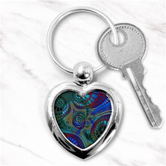 Fractal Abstract Line Wave Key Chain (heart) by HermanTelo