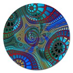 Fractal Abstract Line Wave Magnet 5  (Round) Front