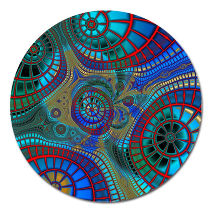 Fractal Abstract Line Wave Magnet 5  (Round)