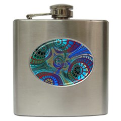 Fractal Abstract Line Wave Hip Flask (6 Oz)