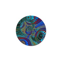 Fractal Abstract Line Wave Golf Ball Marker (4 Pack)